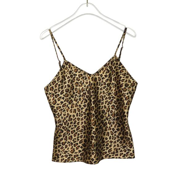 Secret Treasures Y2k Vintage Leopard Print Satin Cami Lace Up Back Sexy Small - Picture 3 of 6